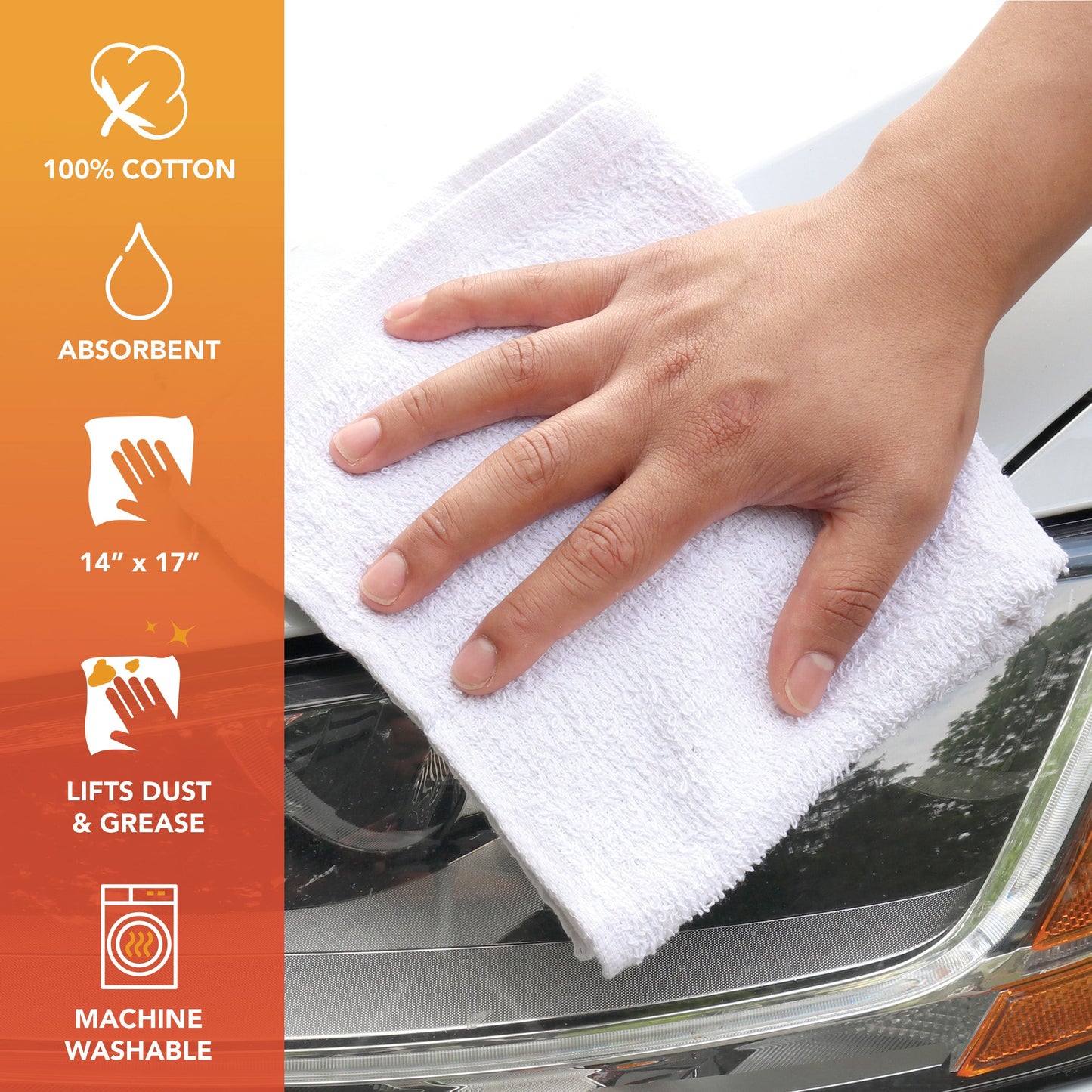 Hospeco® Terry Towel White Cotton Cleaning Cloths 14x17, Case of 300 (HOSN030-TT60)