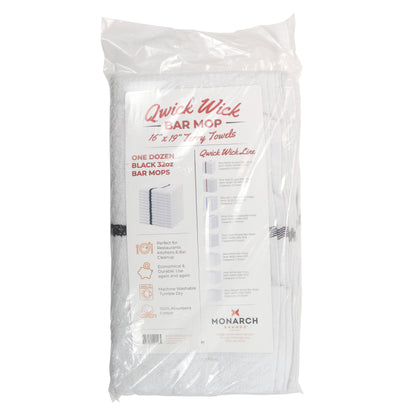 Hospeco® Qwick Wick Bar Mop Towel 30oz Black Stripe, Case of 60 (HOSN030-W65BLK-5DZ)