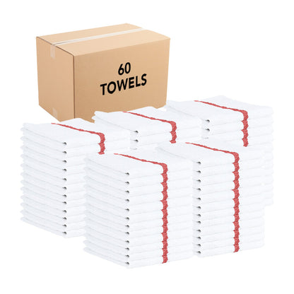 Hospeco® Qwick Wick Bar Mop Towel 30oz Red Stripe, Case of 60 (HOSN030-W65RD-5DZ)