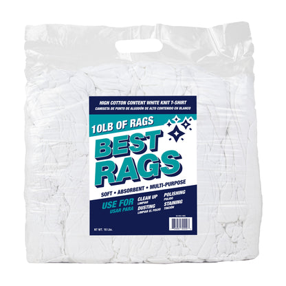 Hospeco® W43 T-Shirt Cleaning Rags White New, 10lb Bag- Case of 4 Bags (HOSN2-W43-10BG-CS)