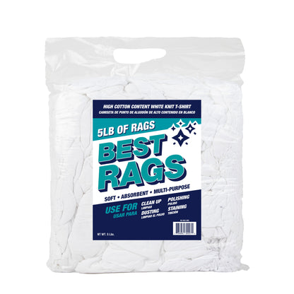 Hospeco® W43 T-Shirt Cleaning Rags White New, 5lb Bag, Case of 8 Bags (HOSN2-W43-5BG-CS)