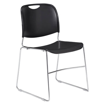 Interion Stacking Chairs With Mid Back, Plastic, Black (WBB449432)