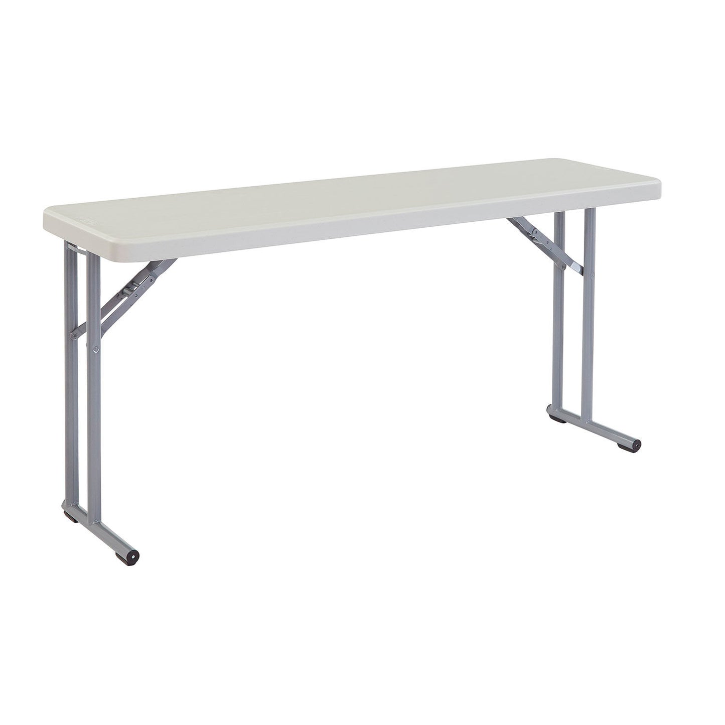 Interion Plastic Folding Seminar Table, 18" x 60", White (WBB449333)