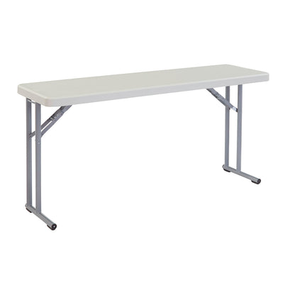 Interion Plastic Folding Seminar Table, 18" x 60", White (WBB449333)