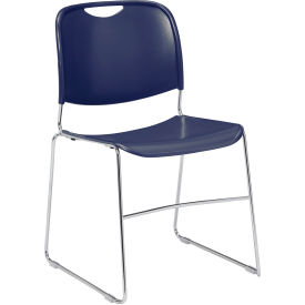 Interion Stacking Chair With Mid Back, Plastic, Navy (WBB449424)