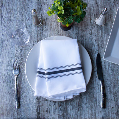 Arkwright Home® Mariposa Bistro NaPackin 18x22 Black Stripe, 120/Case (BISTRO-BL-CS)