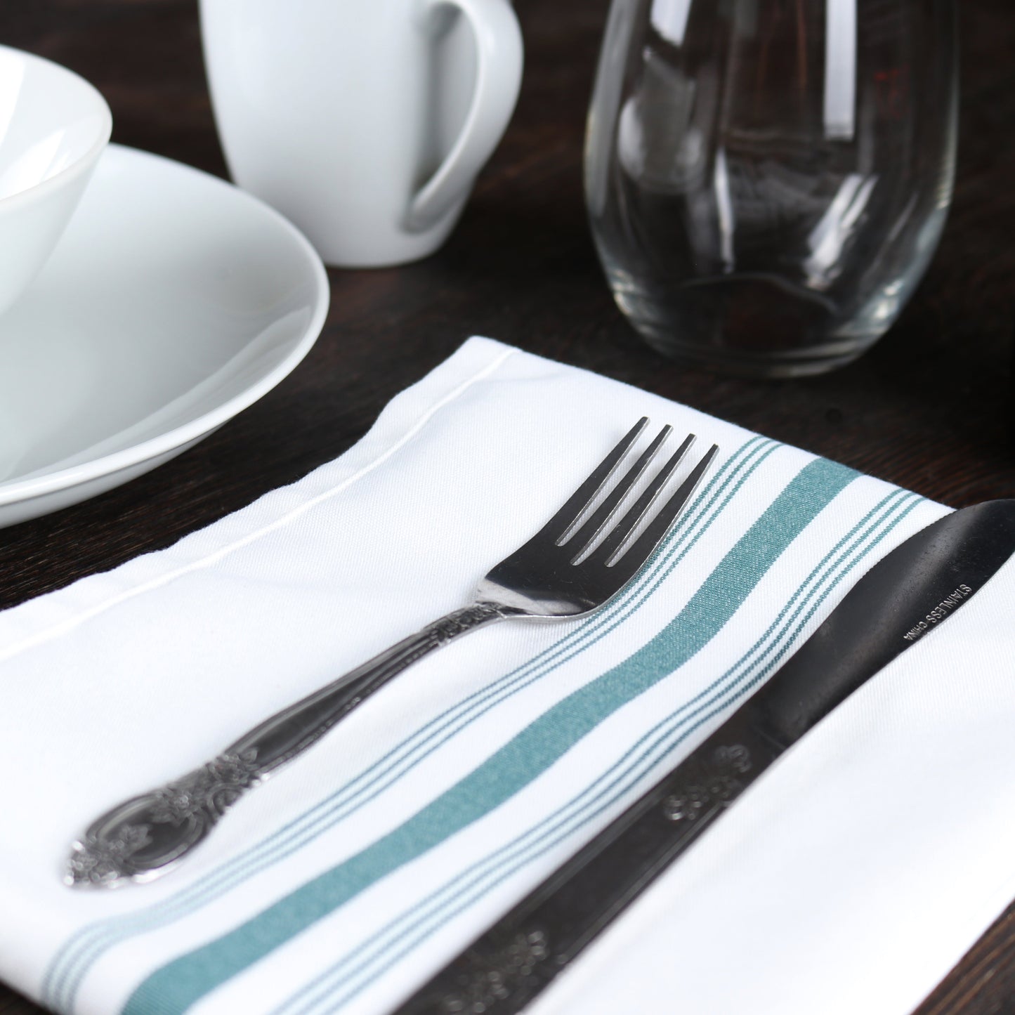 Arkwright Home® Mariposa Bistro NaPackin 18x22 Hunter Green Stripe, 12/Pack (BISTRO-HG)