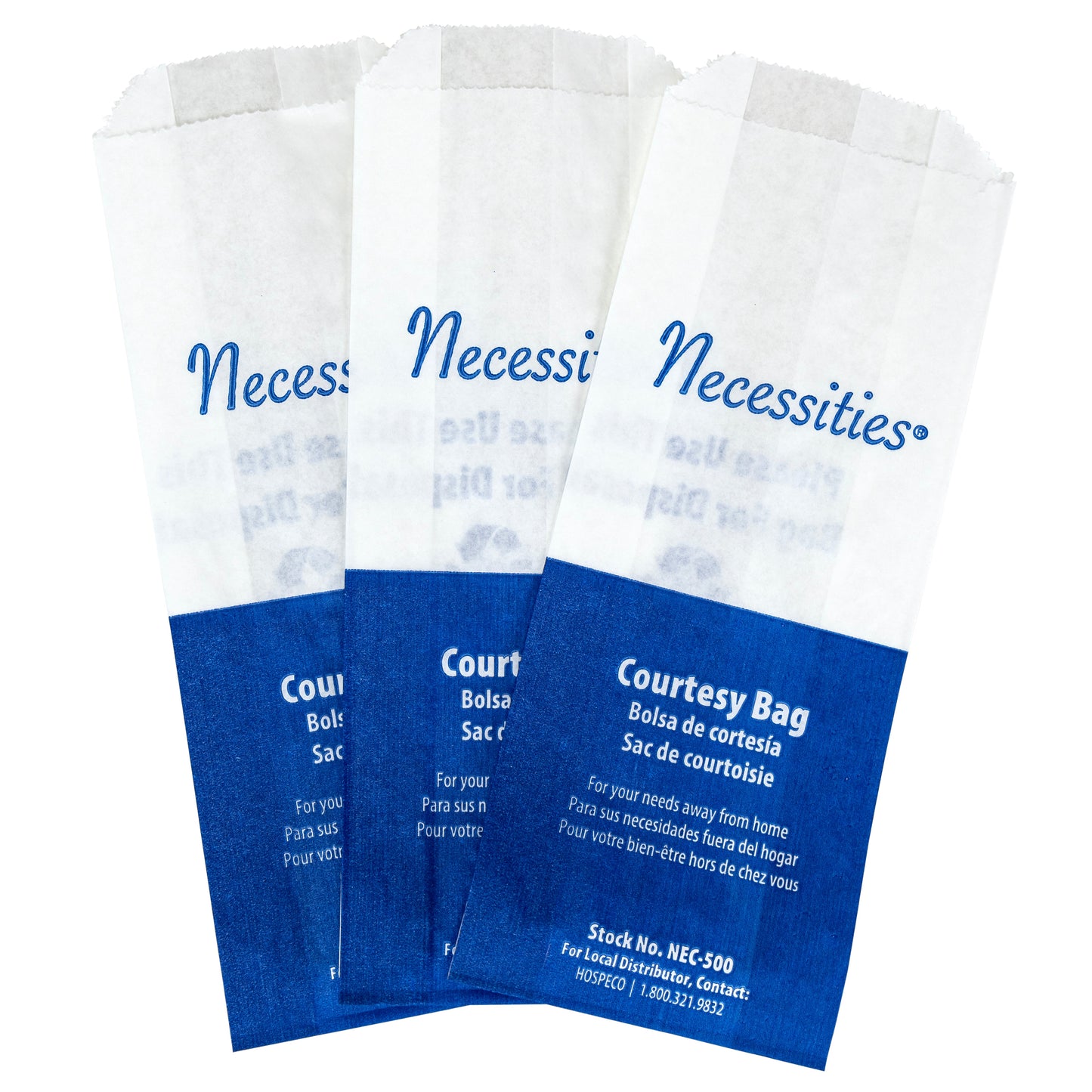 Hospeco® Necessities® Courtesy Disposal Bags, White & Blue, 500/Case (HOSNEC-500)