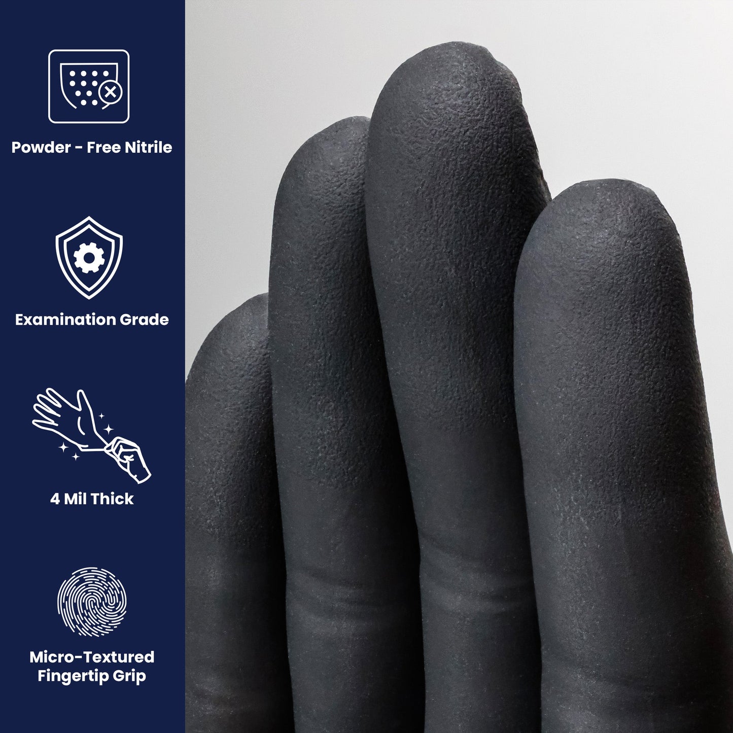 Art Noir® Nitrile Powder Free 4 mil Exam Gloves, Black, XS, Case of 1000 (HOSNGL220)