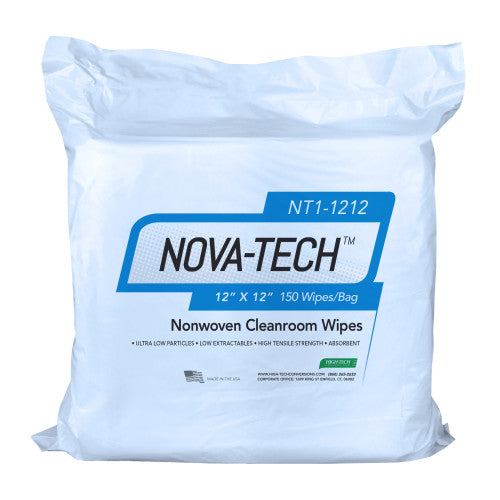 High-Tech Conversions NOVA-TECH® NT1 Non-Sterile Poly-Cellulose Cleanroom Wipes, 12"x12", 150/Bag, 14 Bags/Case (HOSNT1-1212)