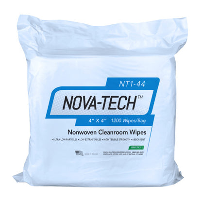 High-Tech Conversions NOVA-TECH® NT1 Non-Sterile Poly-Cellulose Cleanroom Wipes, 4"x4", 1200/Bag, 12 Bags/Case (HOSNT1-44)
