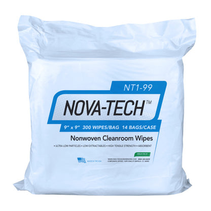 High-Tech Conversions NOVA-TECH® NT1 Non-Sterile Poly-Cellulose Cleanroom Wipes, 9"x9", 300/Bag, 12 Bags/Case (HOSNT1-99)