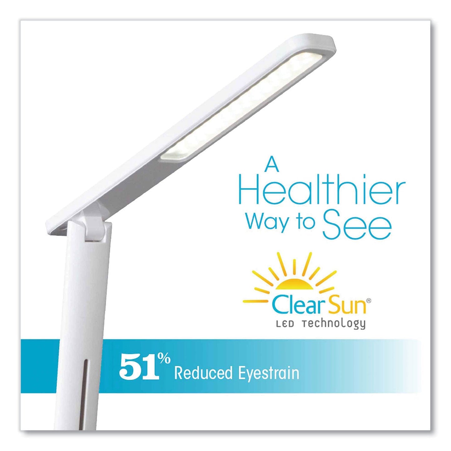 OttLite Wellness Series Slimline LED Desk Lamp, 5" to 20.25" High, White (OTTCS33600CSHPR)