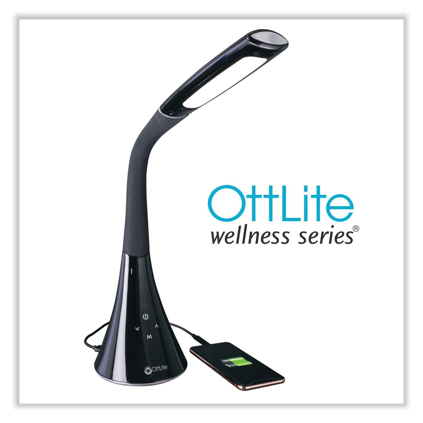 OttLite Wellness Series Swerve LED Desk Lamp, 23.25" High, Black (OTTCSN34KCCSHPR)
