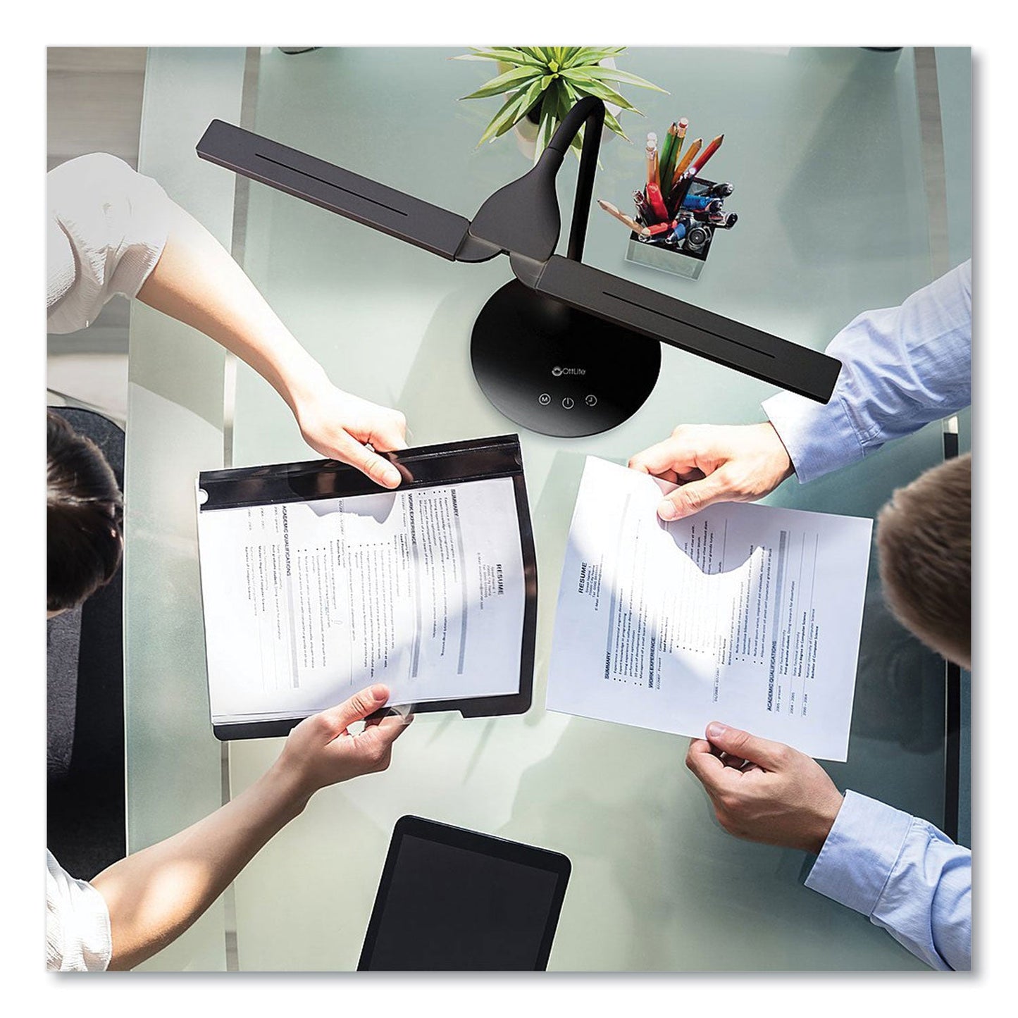 OttLite Wellness Series Pivot LED Desk Lamp with Dual Shades, 13.25" to 26" High, Black (OTTCSN59G5W)