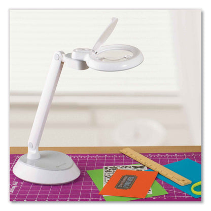 OttLite Space-Saving LED Magnifier Desk Lamp, 14" High, White (OTTG97WGCFFP)