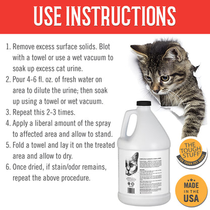 Tough Stuff® Cat Urine Odor & Stain Eliminator, Original, 1 Gallon Bottle (HOSP128CUR)