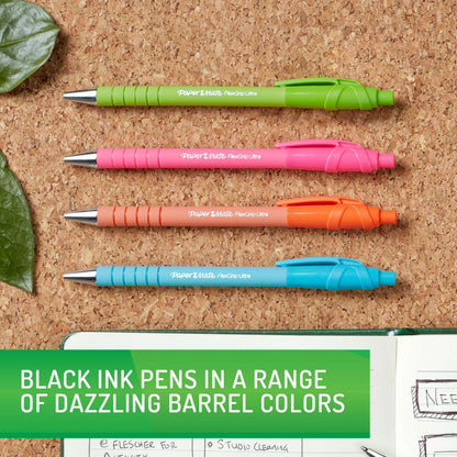 Sharpie FlexGrip Ultra Recycled Ballpoint Pen, Retractable, Medium, 1 mm, Black Ink, Assorted Barrels, Dozen (PAP2204001)