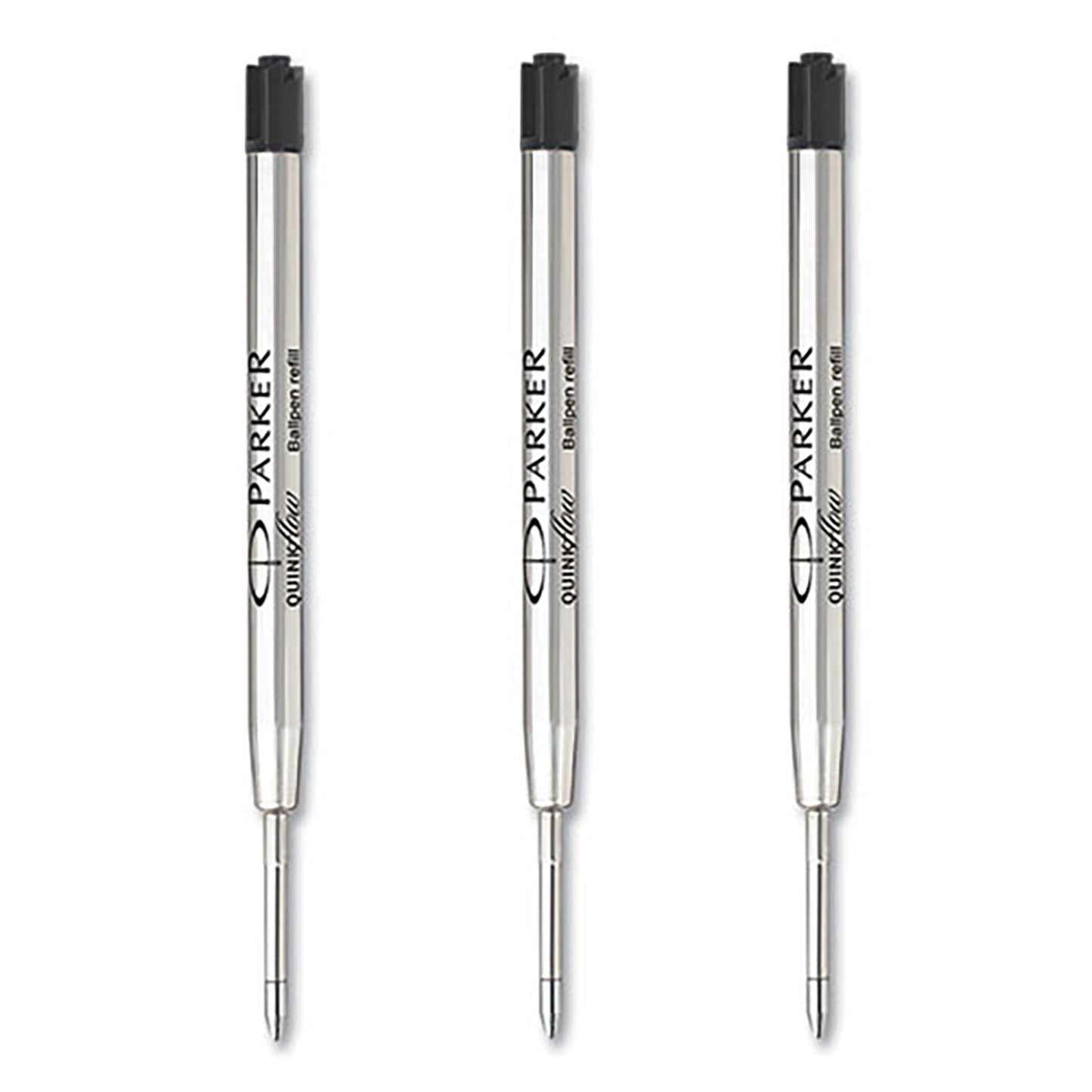 Quinkflow Refill for Parker Ballpoint Pen, Medium Tip, Black Ink, 3/Pack (PAR2119151)