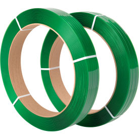 Global Industrial Polyester Strapping, 1/2"W x 2900'L x 0.025" Thick, 16" x 3" Core, Green (WBB1346695)