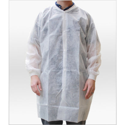 Pharma-Choice® Pharma-Coat Knit Wrist Lab Coat Polypro NP Snap Front Weight Med, Case of 30 (HOSPCOAT797-KW-M)