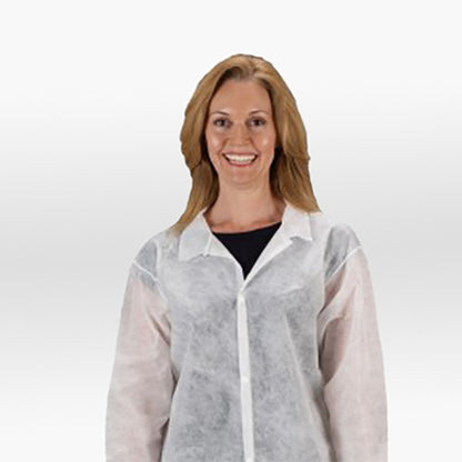 Pharma-Choice® Pharma-Coat Lab Coat Polypro EW NP Snap Front White, Case of 30 (HOSPCOAT797-L)