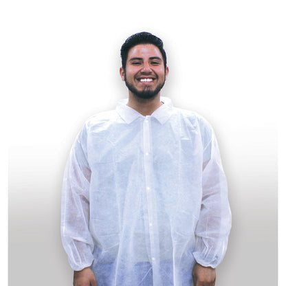 Pharma-Choice® Pharma-Coat Lab Coat Polypro EW NP Snap Front White, Case of 30 (HOSPCOAT797-M)
