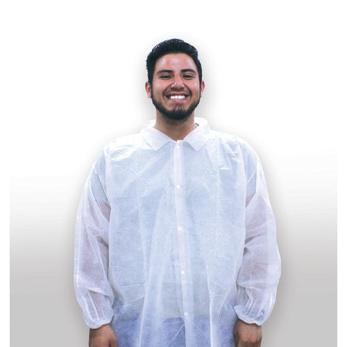Pharma-Choice® Pharma-Coat Lab Coat Polypro EW NP Snap Front White, Case of 30 (HOSPCOAT797-S)