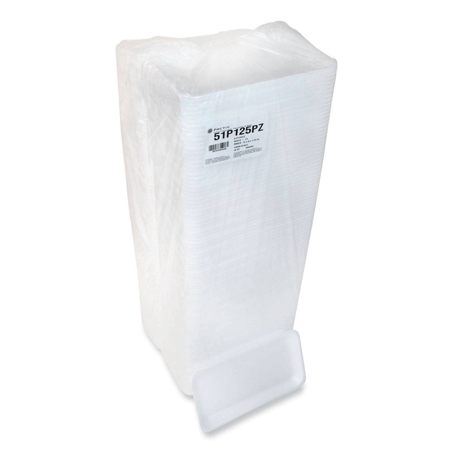 Pactiv Supermarket Tray, #25PZ, 15 x 8 x 1.25, White, Foam, 200/Carton (PCT51P125PZ)