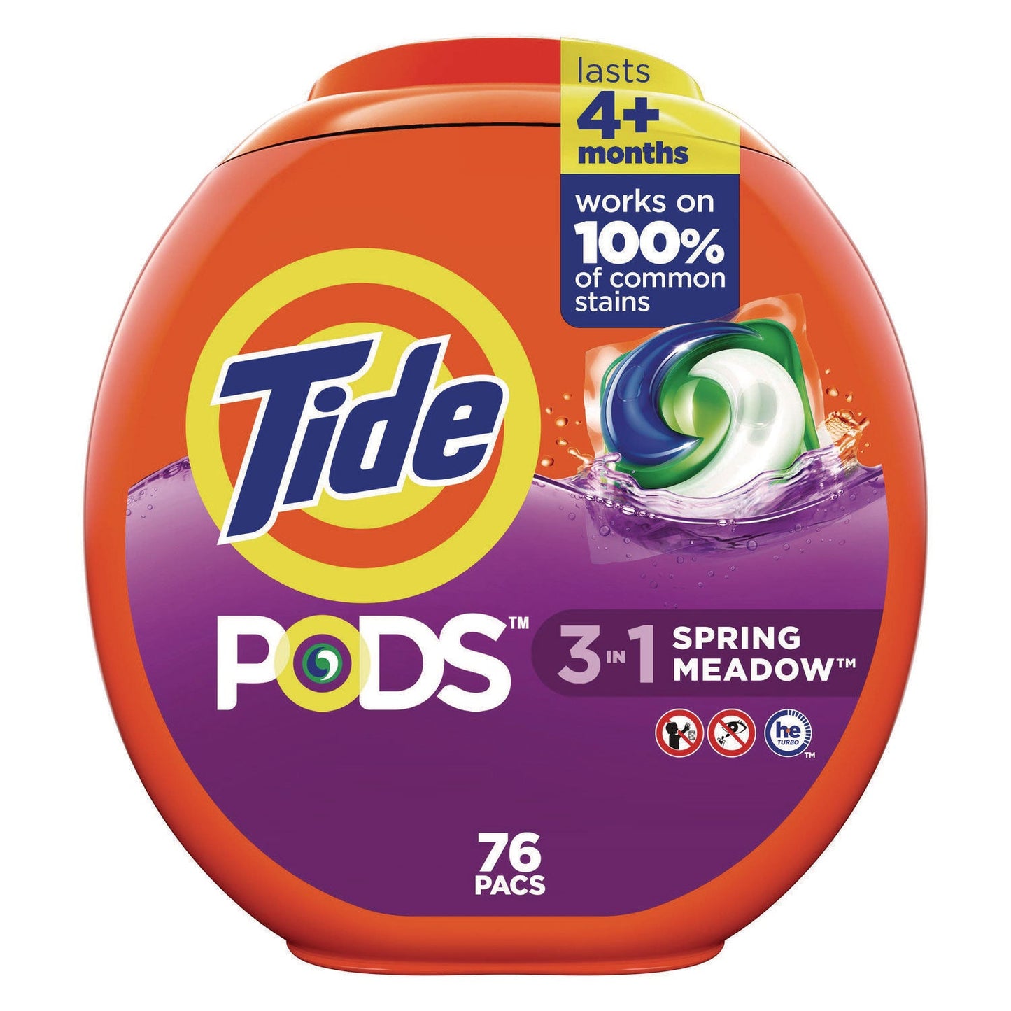 Tide PODS Laundry Detergent, Spring Meadow, 66 oz Tub, 76 Pacs/Tub (PGC09166EA)