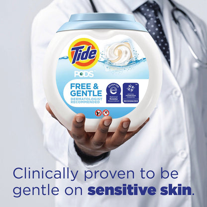 Tide PODS Laundry Detergent, Free and Gentle, 63 oz Tub, 76 Pacs/Tub, 4 Tubs/Carton (PGC09488CT)