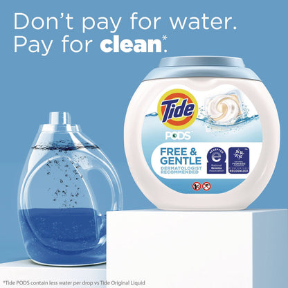 Tide PODS Laundry Detergent, Free and Gentle, 63 oz Tub, 76 Pacs/Tub (PGC09488EA)