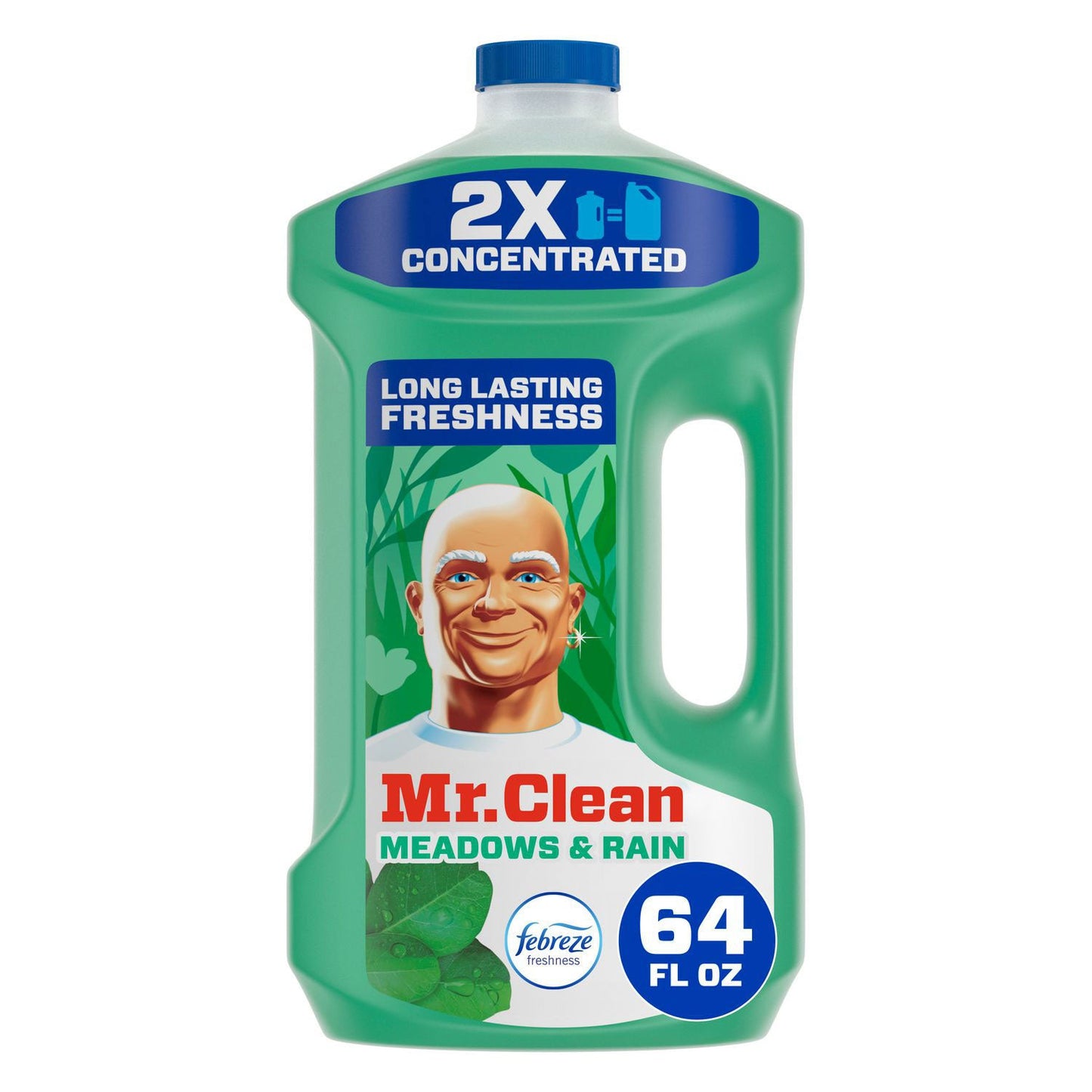 Mr. Clean Multipurpose Cleaning Solution with Febreze, Meadows and Rain, 64 oz Bottle, 4/Carton (PGC10725)