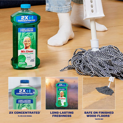 Mr. Clean Multipurpose Cleaning Solution with Febreze, Meadows and Rain, 64 oz Bottle, 4/Carton (PGC10725)