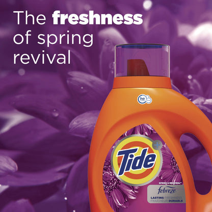 Tide Plus Febreze Liquid Laundry Detergent, Spring and Renewal, 84 oz Bottle (PGC12237EA)