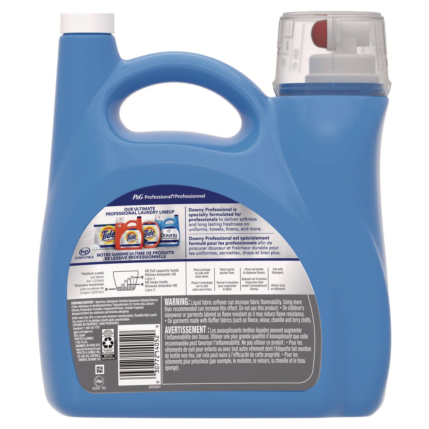 Downy Commercial Liquid Fabric Softener, Clean and Fresh Scent, 140 oz Pour Bottle, 4/Carton (PGC14121)