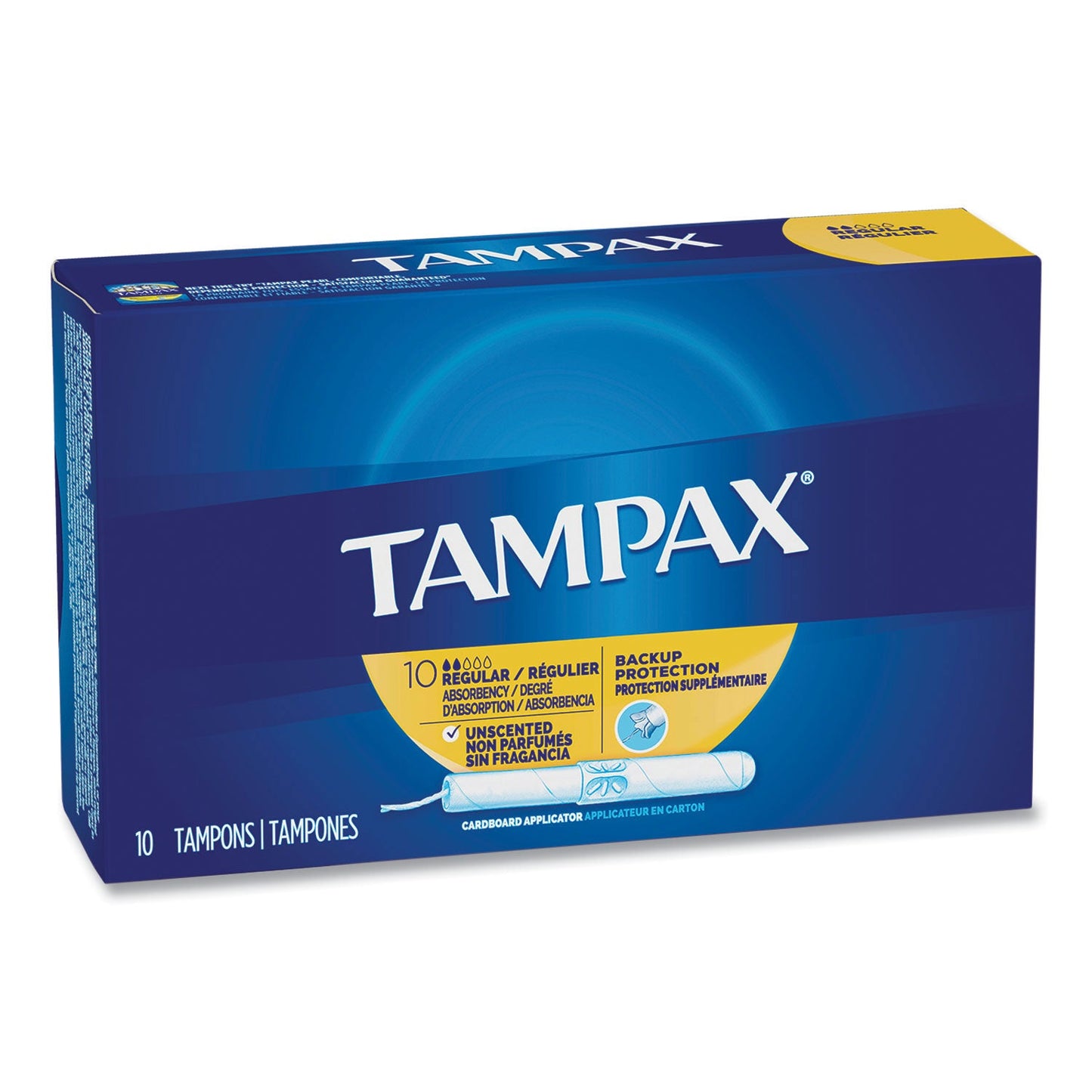 Tampax Cardboard Applicator Tampons, Regular, 10/Box (PGC21409)