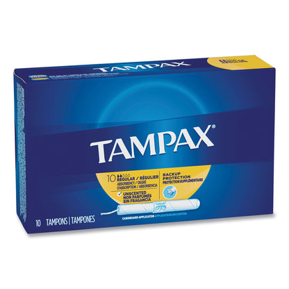 Tampax Cardboard Applicator Tampons, Regular, 10/Box (PGC21409)