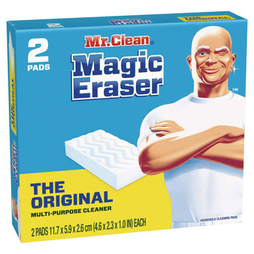 Mr. Clean Magic Eraser, 4.6 x 2.3, 1" Thick, White, 2/Pack, 12 Packs/Carton (PGC43515)