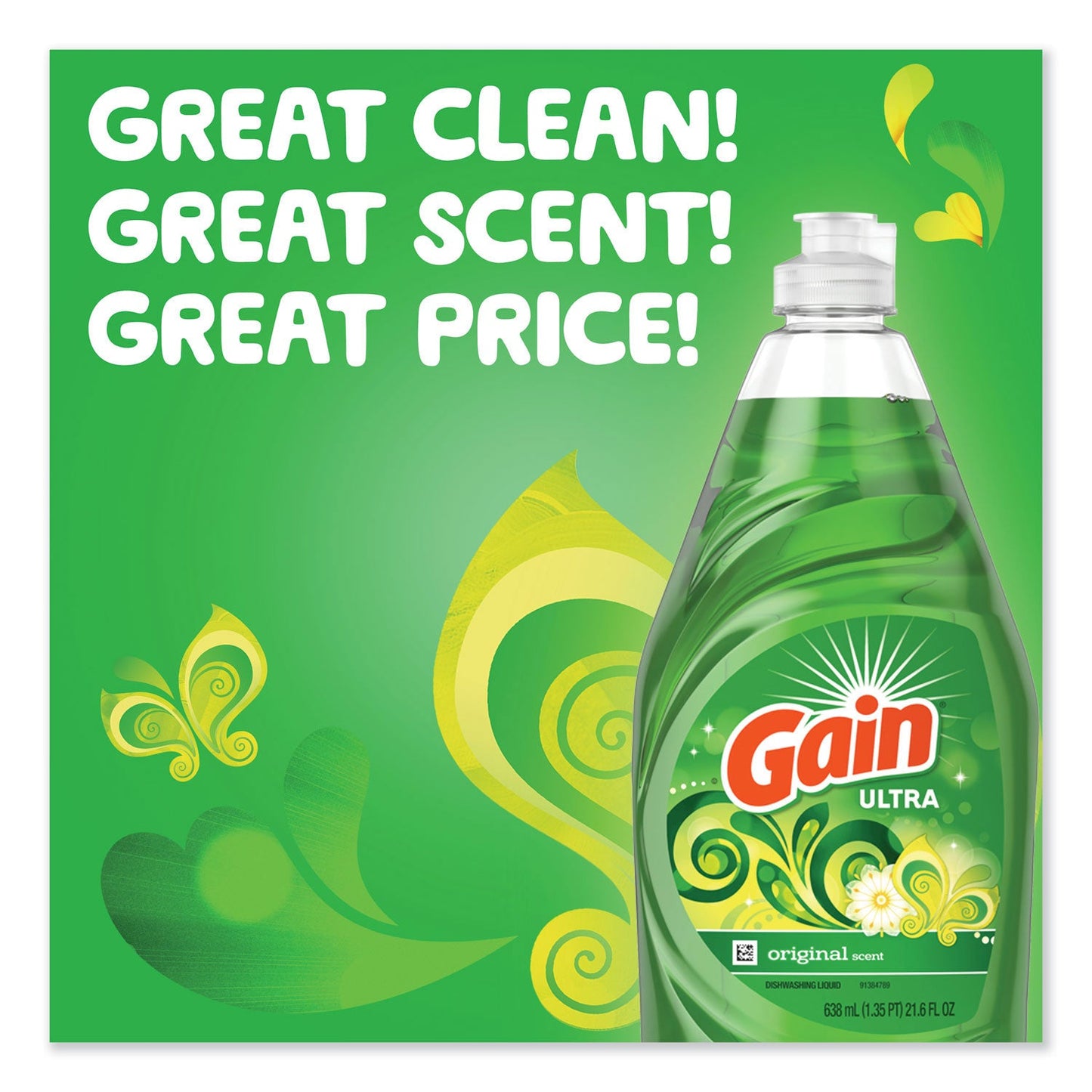 Gain Ultra Dishwashing Liquid, Original Scent, 38 oz. Bottle, 8/Case (PGC74346)