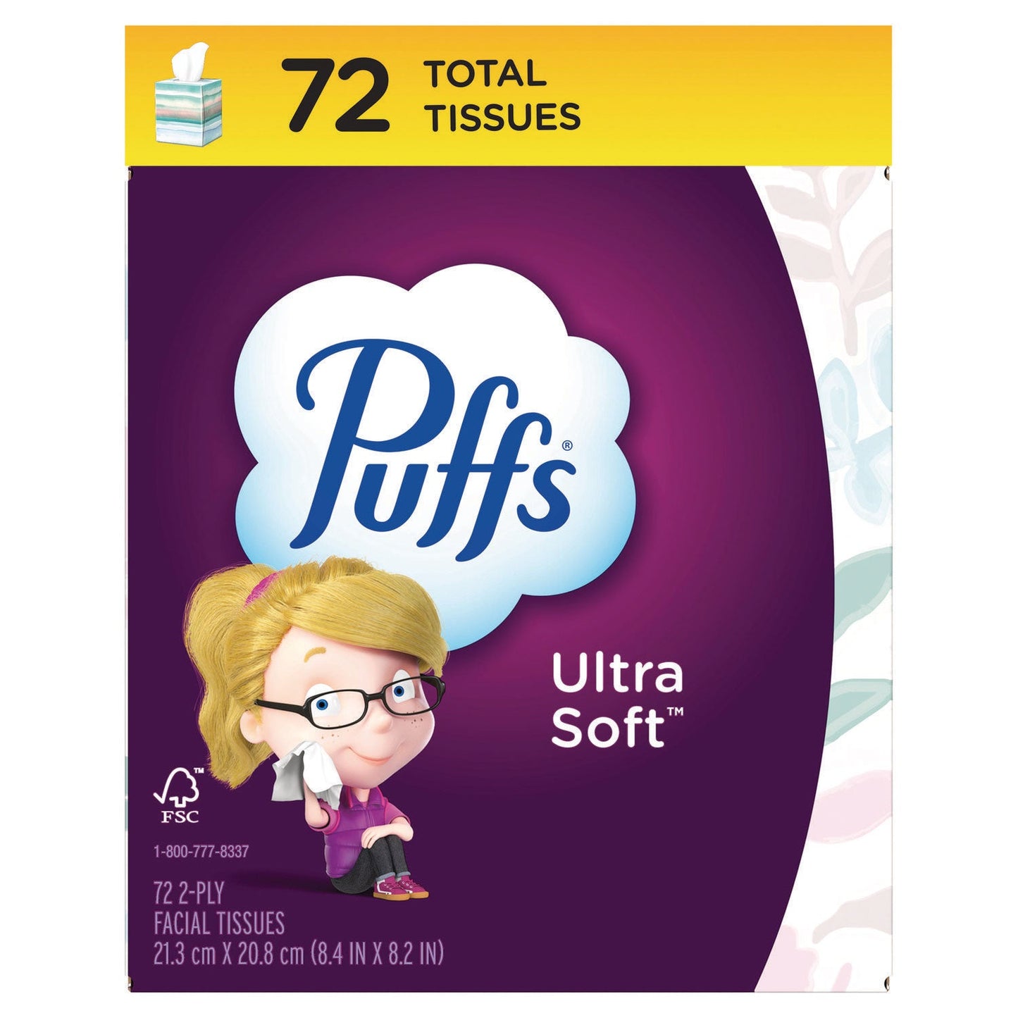 Puffs Ultra Soft Facial Tissue, 2-Ply, White, 72 Sheets/Box, 24 Boxes/Carton (PGC97788)