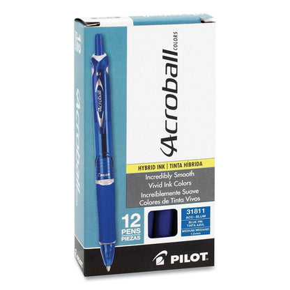 Pilot Acroball Pen, .1mm, Retractable, Blue Barrel/Ink (PIL31811)