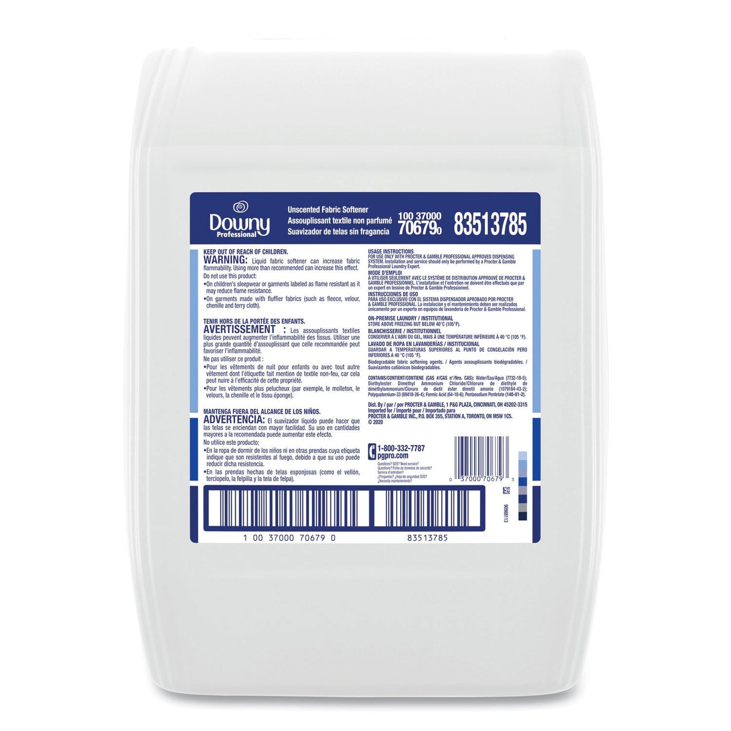 P&G Pro Line Downy Professional Unscented Fabric Softener, 5 gal Closed-Loop Container (PPL70679)
