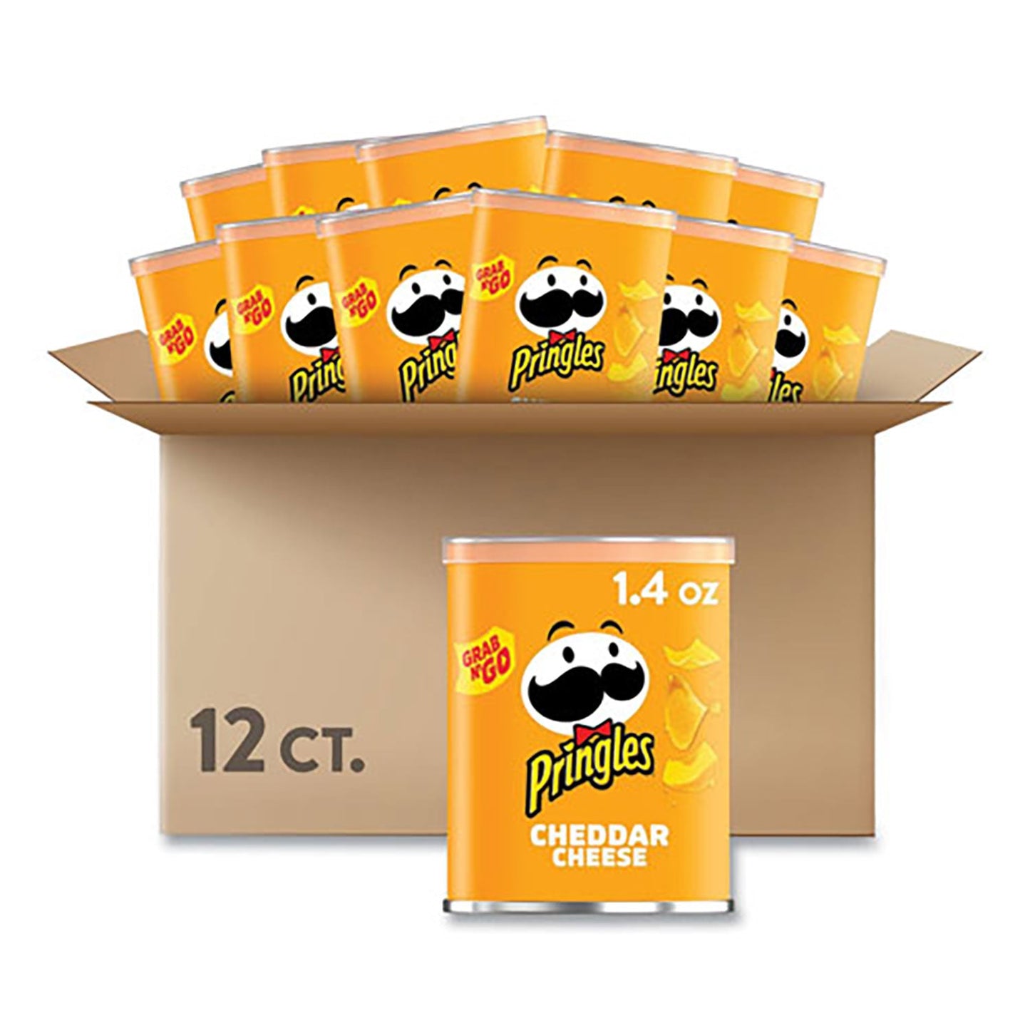 Pringles Grab & Go Cheddar Cheese Crisps, 1.4 oz Can, 12 Carton (PRG84556)