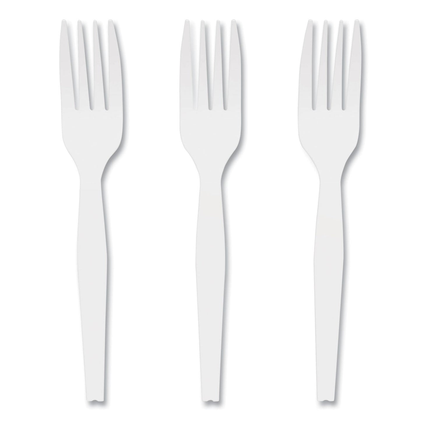 Perk Mediumweight Plastic Cutlery, Fork, White, 1,000/Pack (PRK24390989)