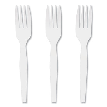 Perk Mediumweight Plastic Cutlery, Fork, White, 1,000/Pack (PRK24390989)