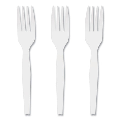 Perk Mediumweight Plastic Cutlery, Fork, White, 1,000/Pack (PRK24390989)