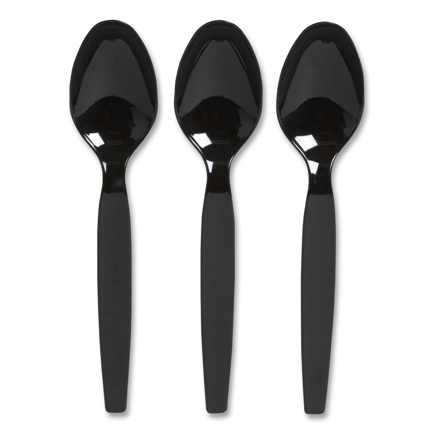 Perk Heavyweight Plastic Cutlery, Teaspoon, Black, 100/Pack (PRK24390993)