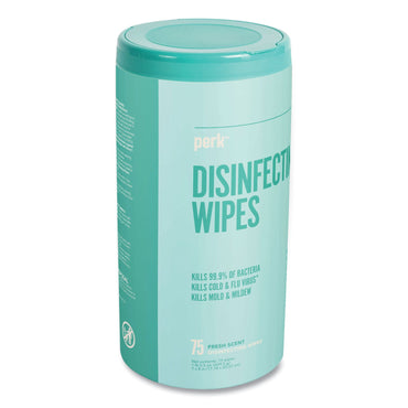 Perk Disinfecting Wipes, Fresh, 7 x 8, 75 Wipes/Canister (PRK24411130)