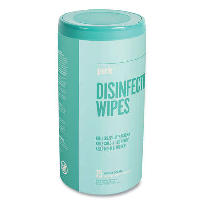Perk Disinfecting Wipes, Fresh, 7 x 8, 75 Wipes/Canister (PRK24411130)